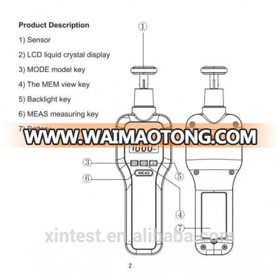 Widely used HT-522 handheld lcd electronic tachometer rpm meter for car laser tachometer with factory price